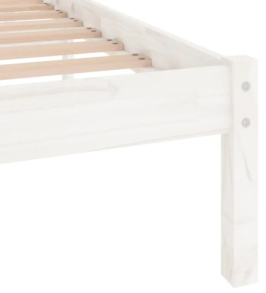 Estrutura de cama casal 135x190 cm madeira maciça branco