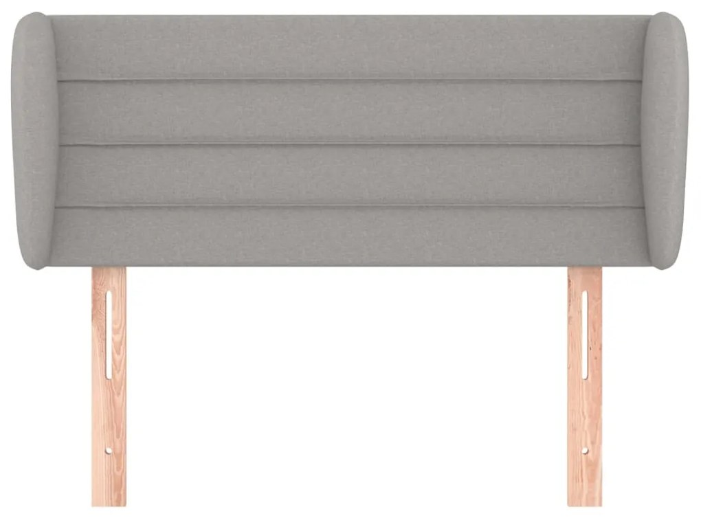 Cabeceira de cama c/ abas tecido 93x23x78/88 cm cinzento-claro
