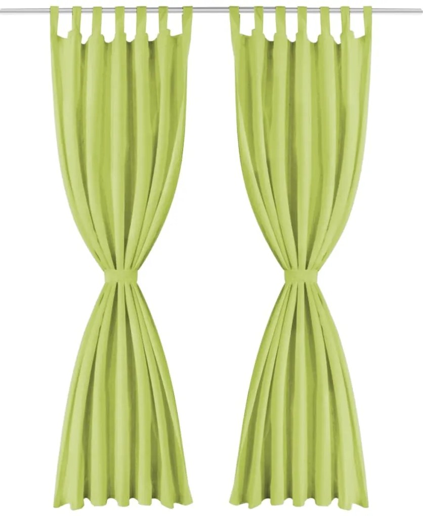 Cortinas de cetim com presilhas 2 pcs 140x245 cm verde