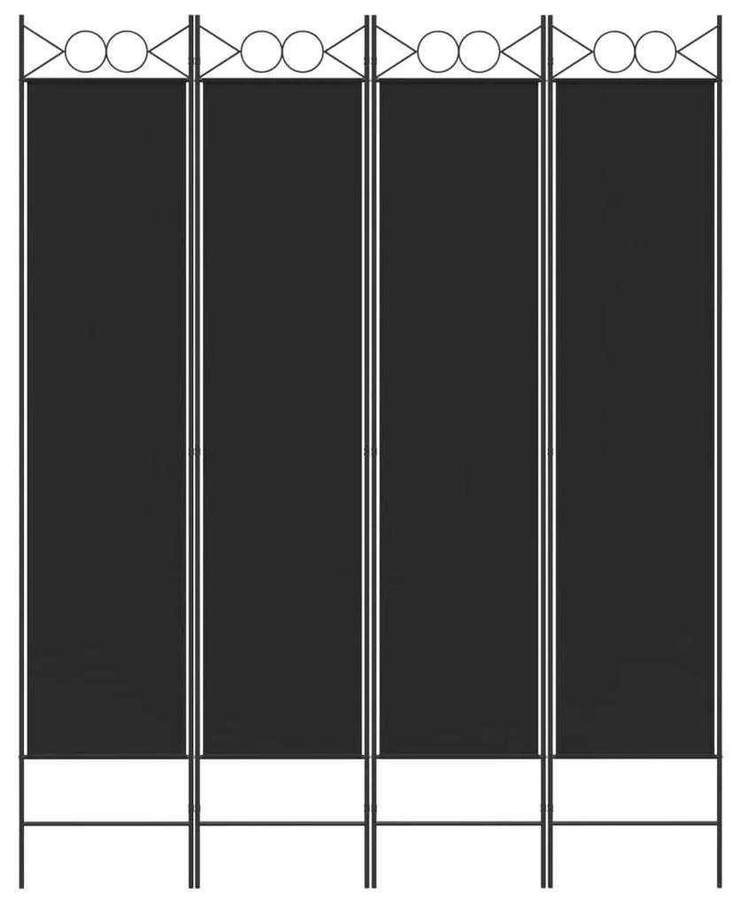Biombo/divisória com 4 painéis 160x200 cm tecido preto