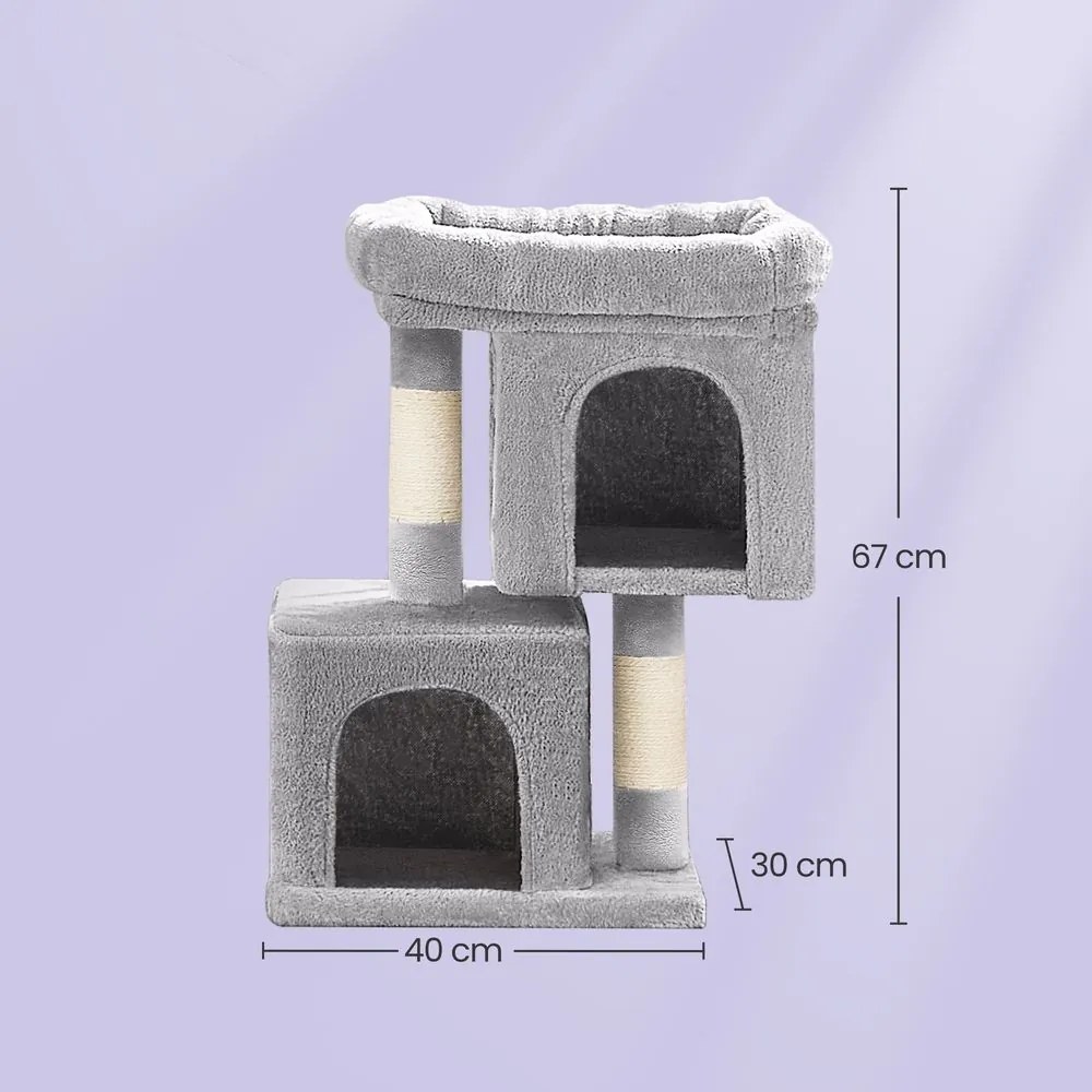 Arranhador para gatos grandes até 3 kg 40 x 30 x 67 cm cinzento claro