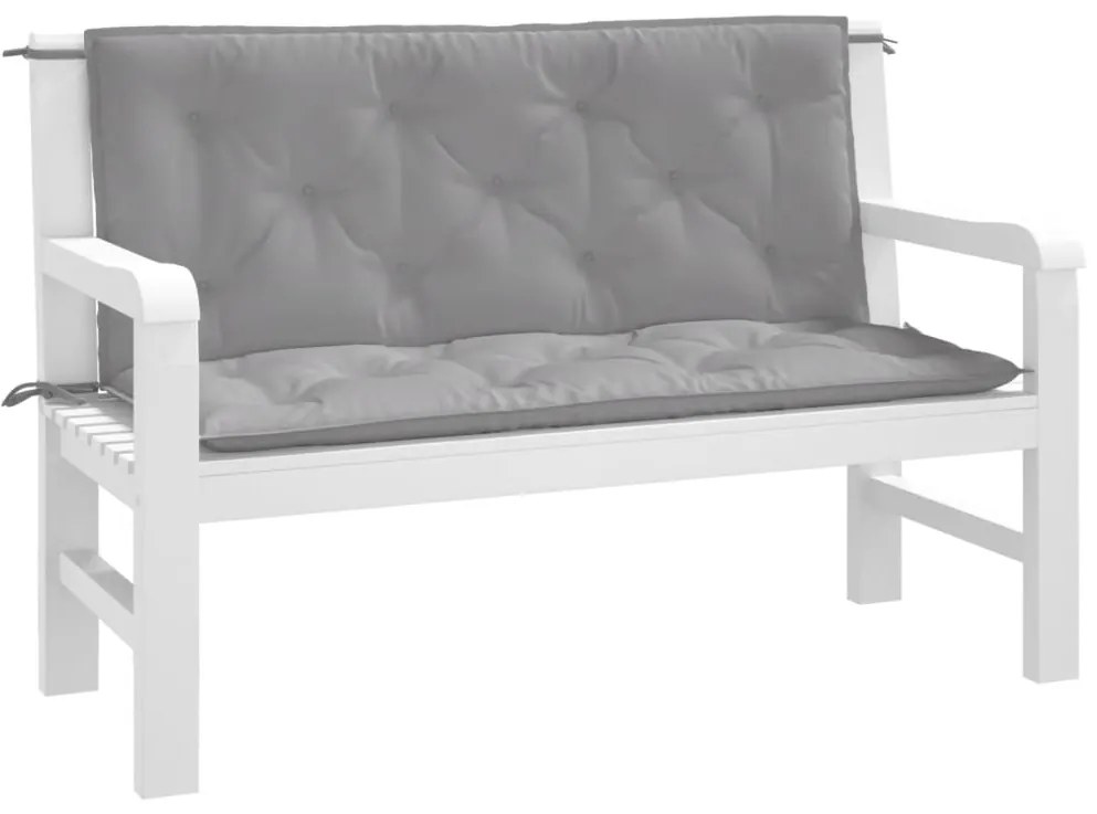 Almofadões banco jardim 2 pcs 120x50x7cm tecido oxford cinzento