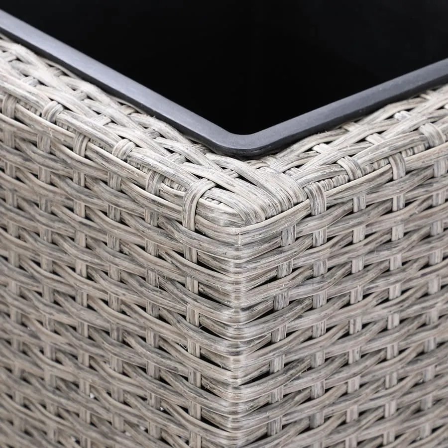 Vaso Floreira Jardim para flores Polyrattan 95x27x60cm Creme