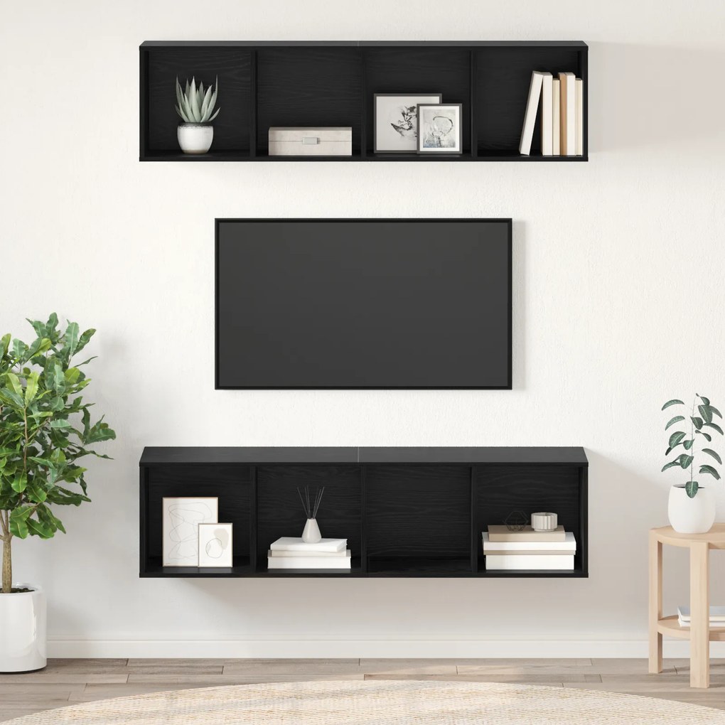 vidaXL Conjunto de móvel de TV 2 pcs Carvalho preto 37 x 37 x 142.5 cm