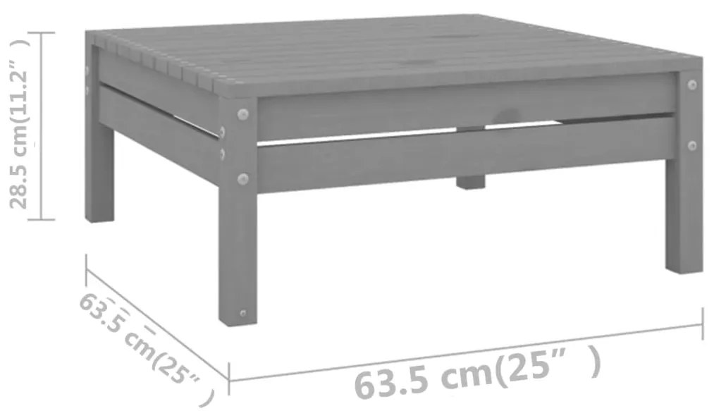 6 pcs conjunto lounge de jardim pinho maciço cinzento