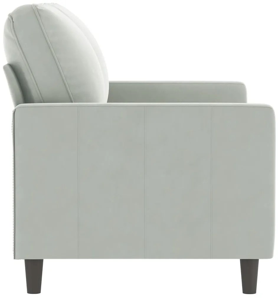 Sofá de 2 lugares 120 cm veludo cinzento-claro