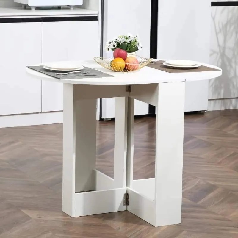 Mesa de Jantar Dobrável - Branco - Design Minimalista