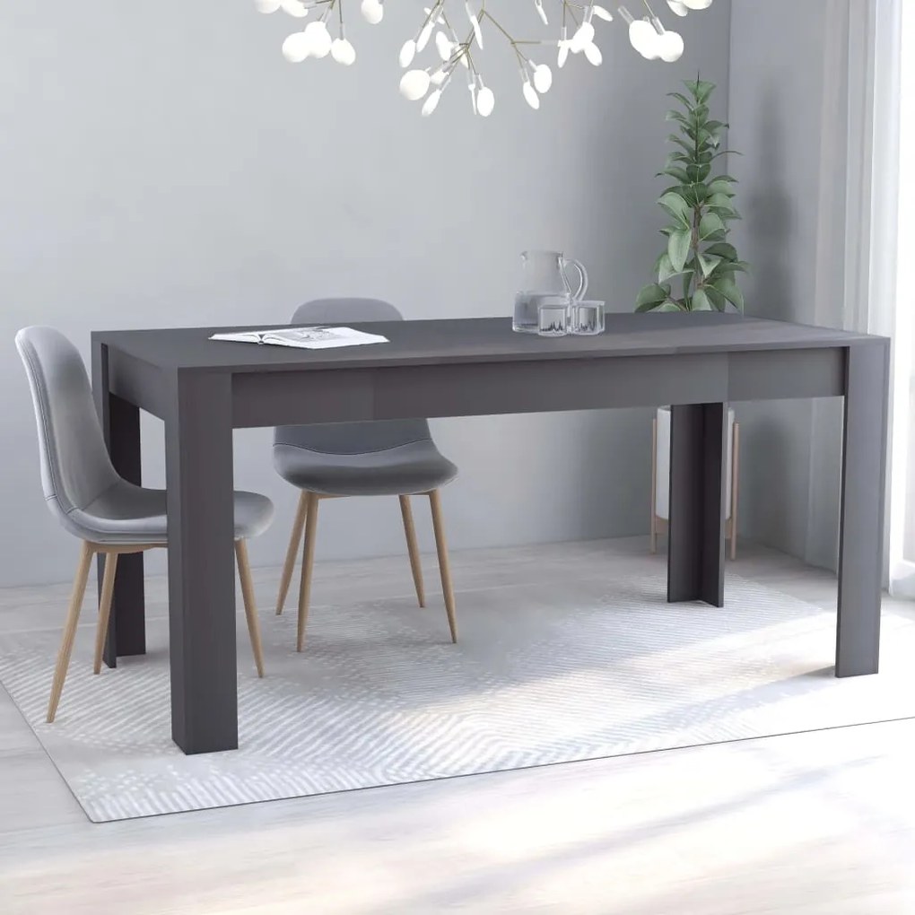 vidaXL Mesa de jantar 160x80x76 cm contraplacado cinza