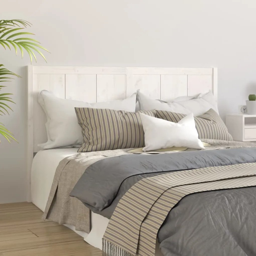 vidaXL Cabeceira de cama 125,5x4x100 cm madeira de pinho maciça branco