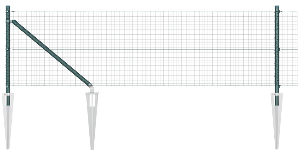 Cerca de Arame Soldado com 13 Posts de Estaca Verde 0.8x25 m em Aço