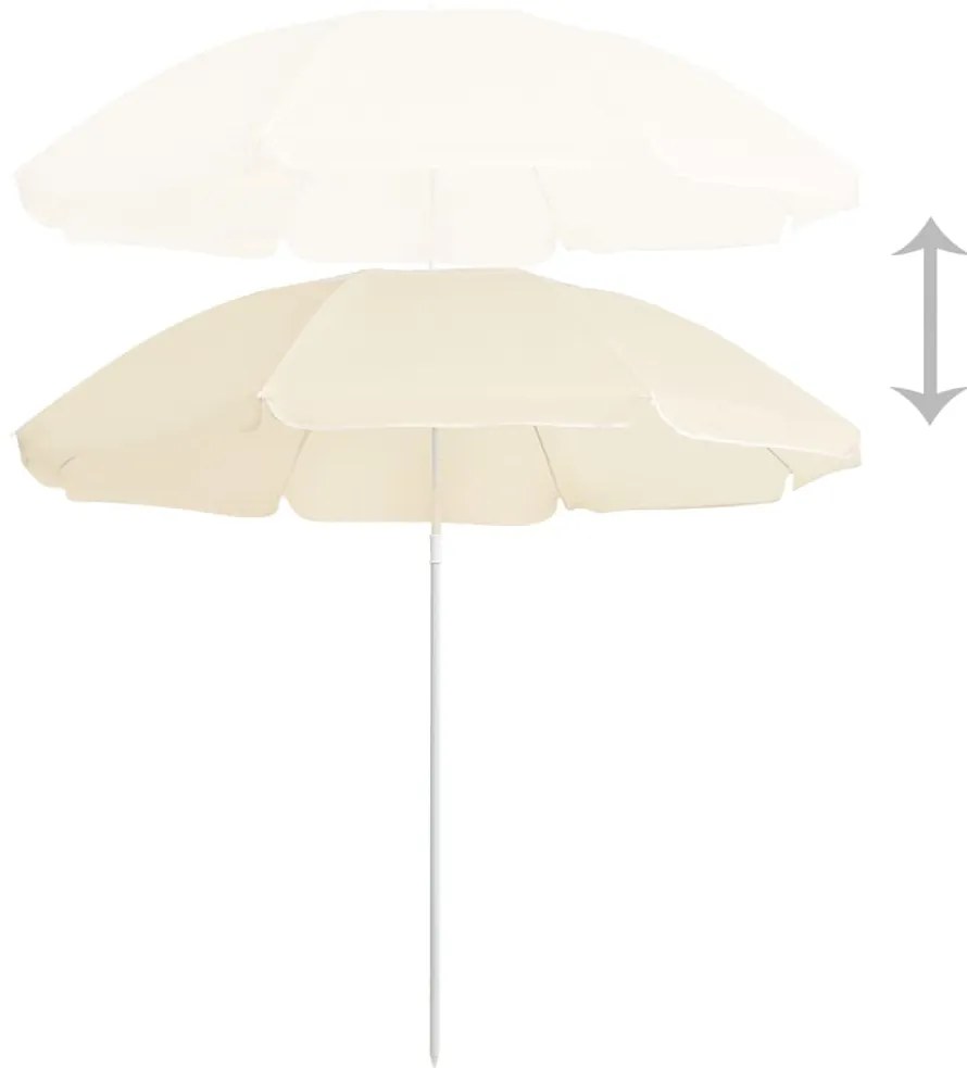 Guarda-sol de jardim com poste de aço 180 cm cor areia