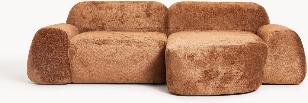 Sofá de canto modular em teddy-bouclé Wolke (3 lugares)
