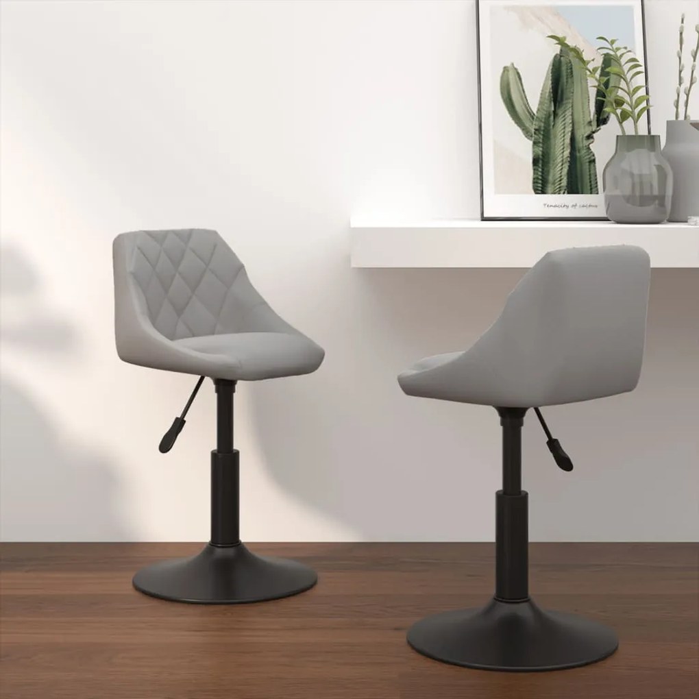 vidaXL Cadeiras de jantar giratórias 2 pcs veludo cinzento-claro