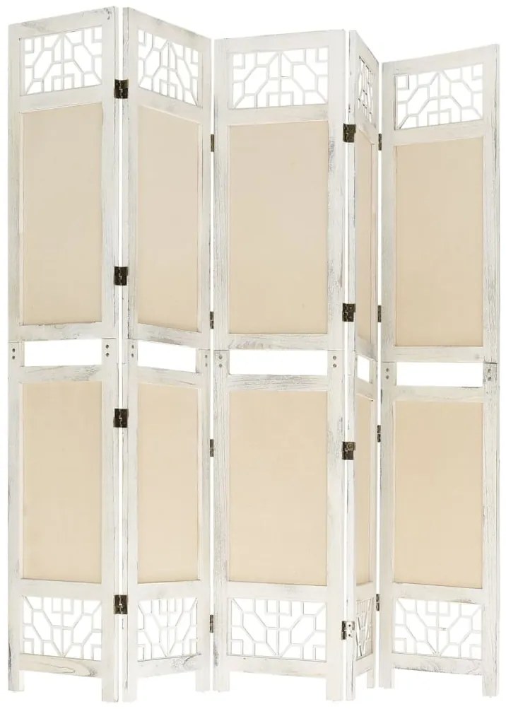 Biombo com 5 painéis 175x165 cm tecido cor creme