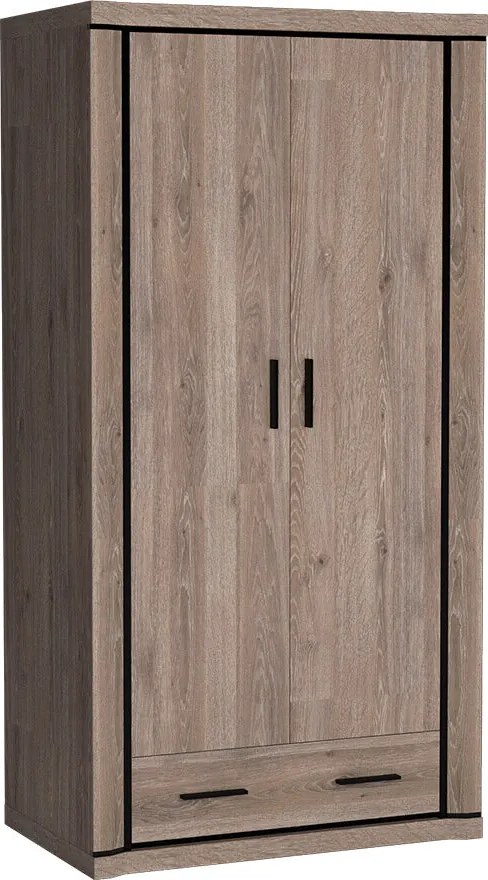 Roupeiro Lorelie 118, Trufa carvalho, 192x97x58cm, 83 kg, Portas para roupeiro: Com dobradiças