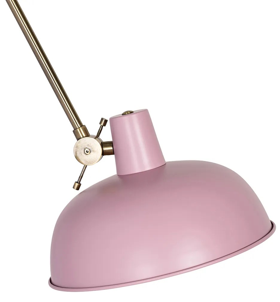 Candeeiro de parede retro rosa com bronze - Milou Retro