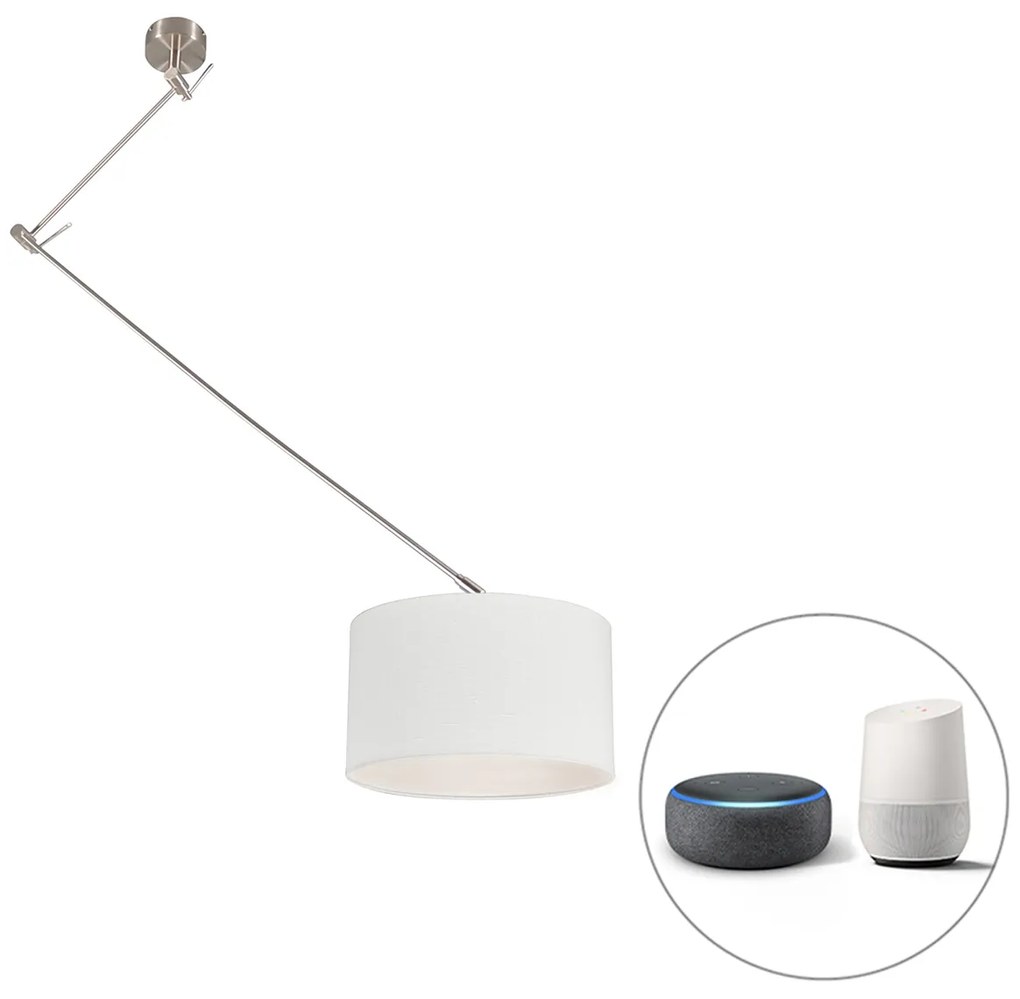 LED Candeeiro de suspensão inteligente em aço com cúpula branca 35 cm incl. Wifi A60 - Blitz Moderno