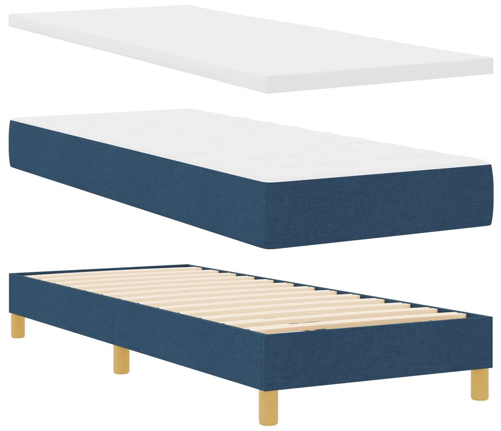 Cama Box Spring com Colchão Azul 80x200 cm Tecido