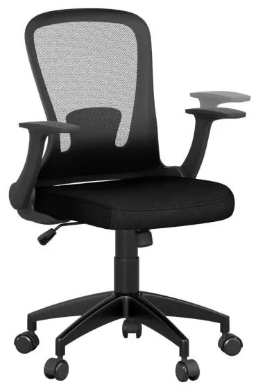 Cadeira de escritório ergonómica em malha com encosto ajustável e braços rebatíveis para escritório 62 x 54 x 94-104 cm Preto