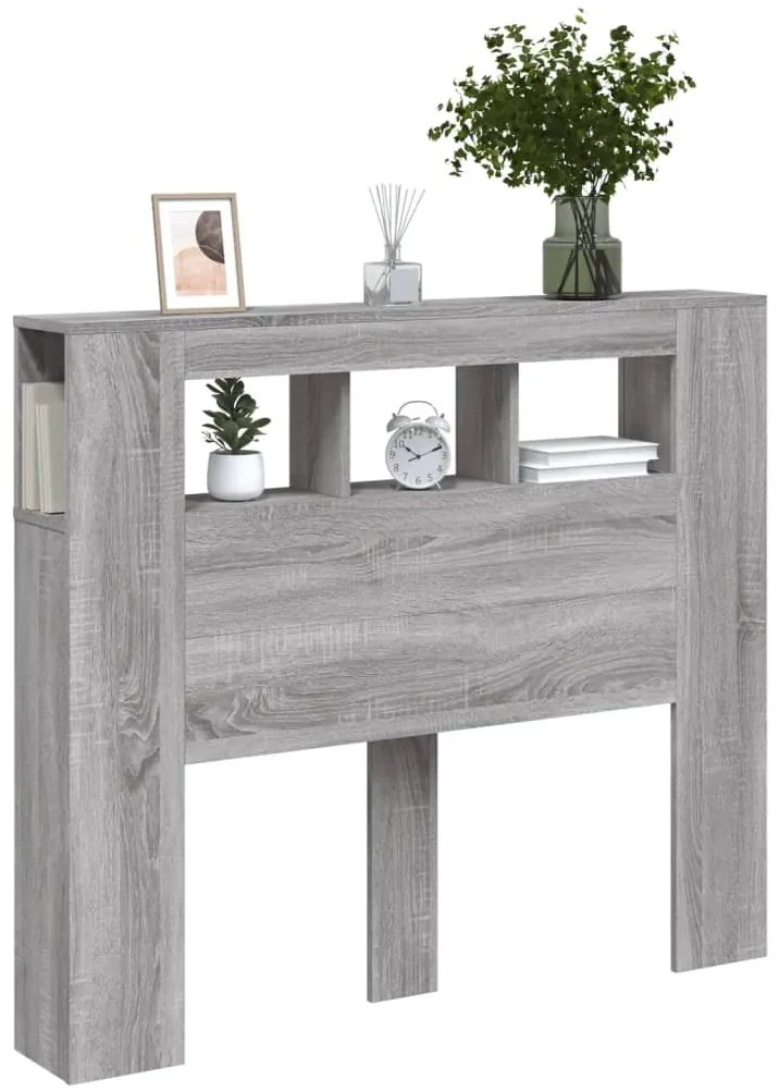 Cabeceira c/ LEDs 120x18,5x103,5 cm sonoma cinzento