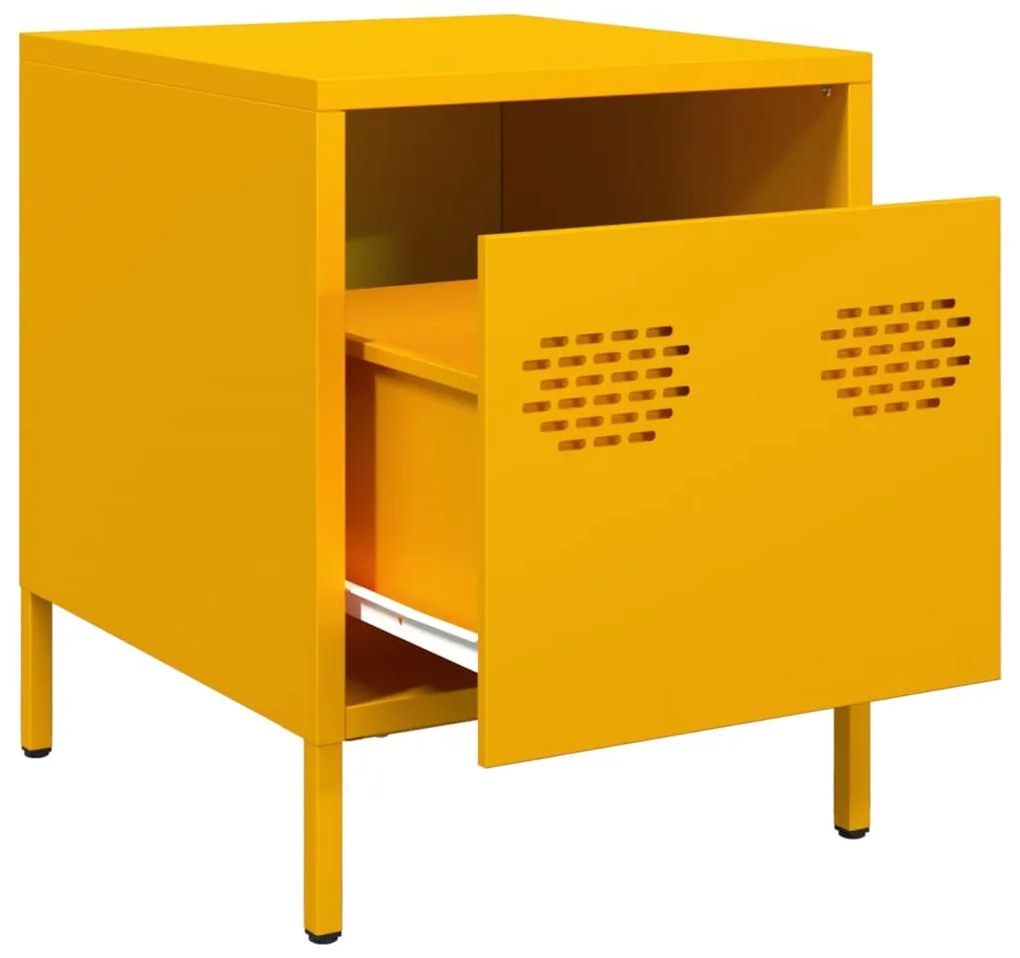 Mesa de cabeceira 35x39x43,5 cm aço amarelo mostarda