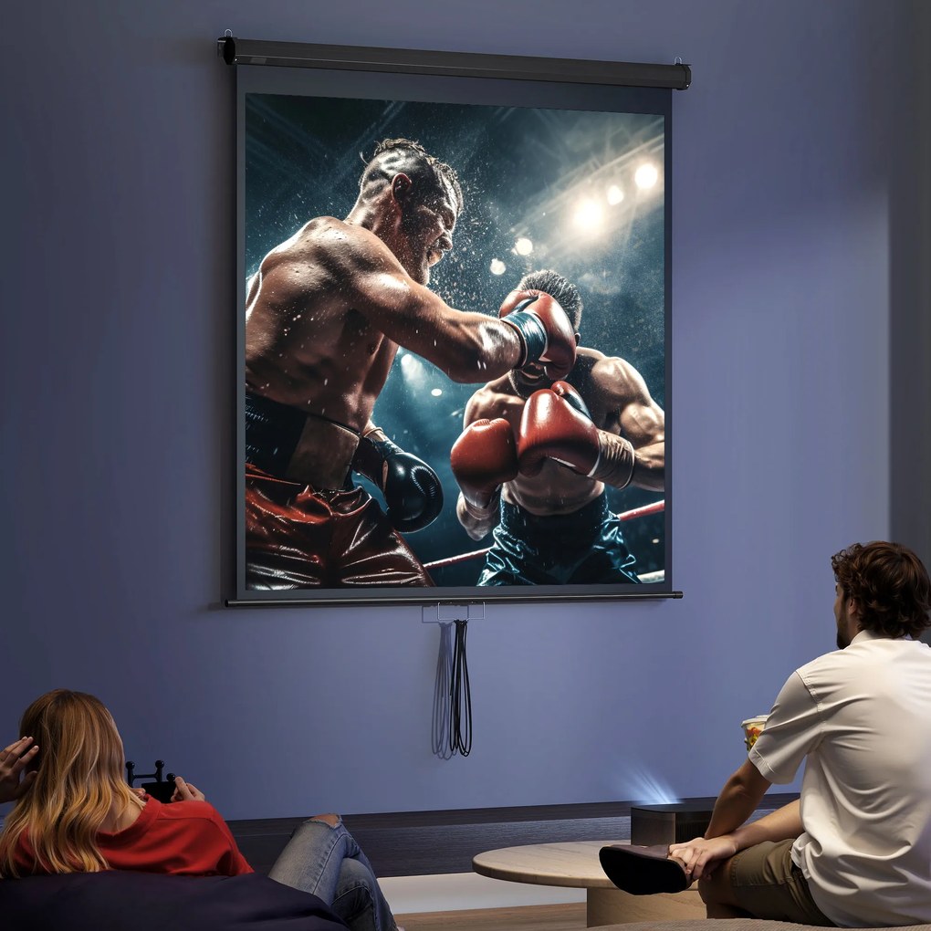 Ecrã de projeção para TV e cinema em casa de 85 polegadas, projetor de vídeo 1:1 4K HD, 146 cm (L) x 146 cm (A)