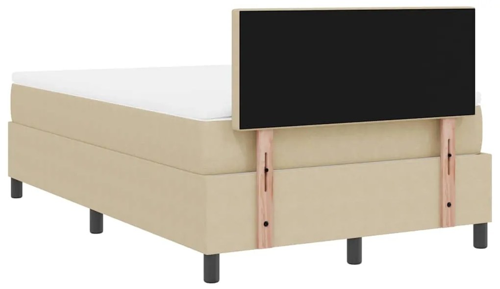Cama Box Spring com Colchão &amp; Luz LED Verde Cinza 120x200 cm Tecido de