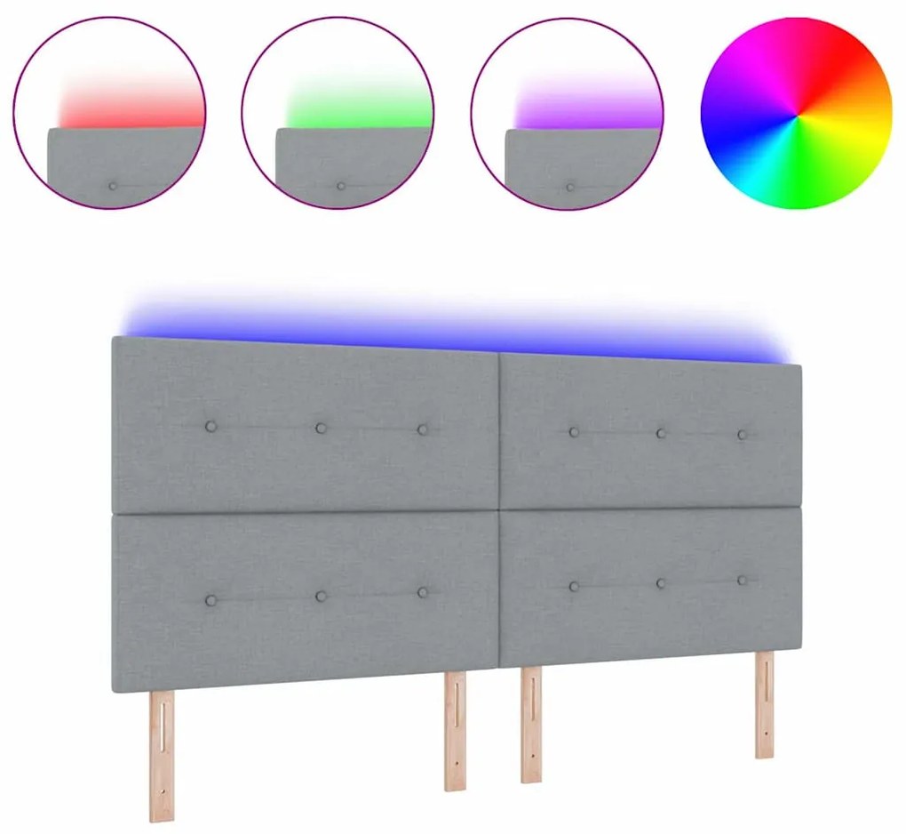 Cabeceira LED Cinza Claro 100 cm em Tecido