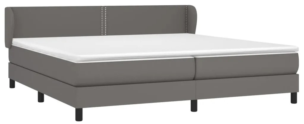 Cama com molas/colchão 200x200 cm couro artificial cinzento