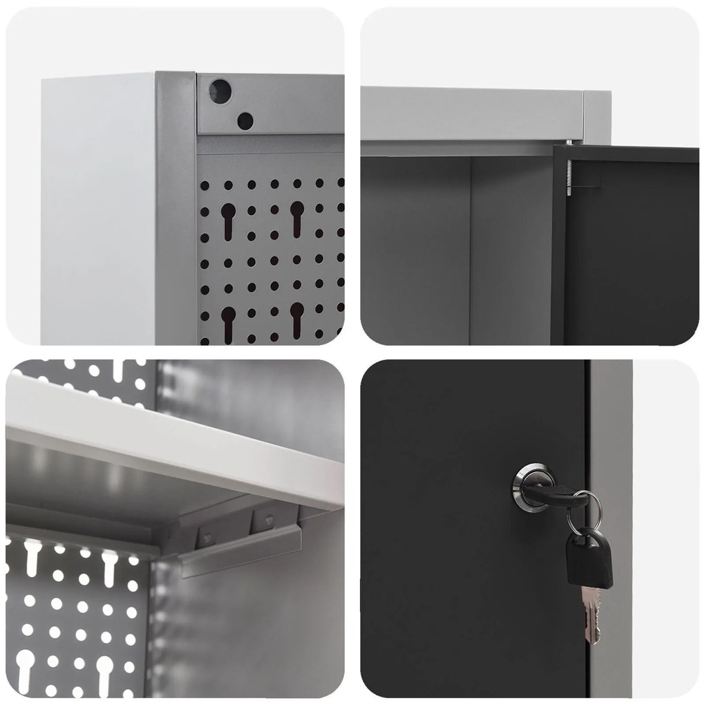 Armário para Ferramentas VidaXL Parede com Painel de Ferramentas Preto