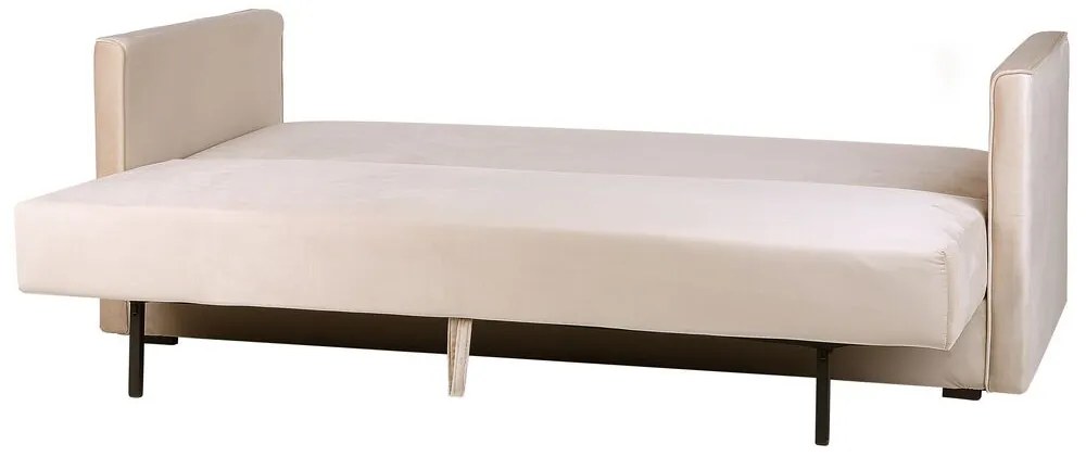 Sofá-cama de 3 lugares com arrumação em veludo creme EKSJO Beliani