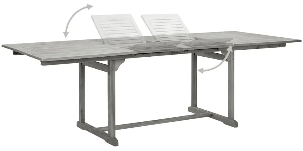 Mesa de jantar p/ jardim (160-240)x100x75 cm acácia maciça