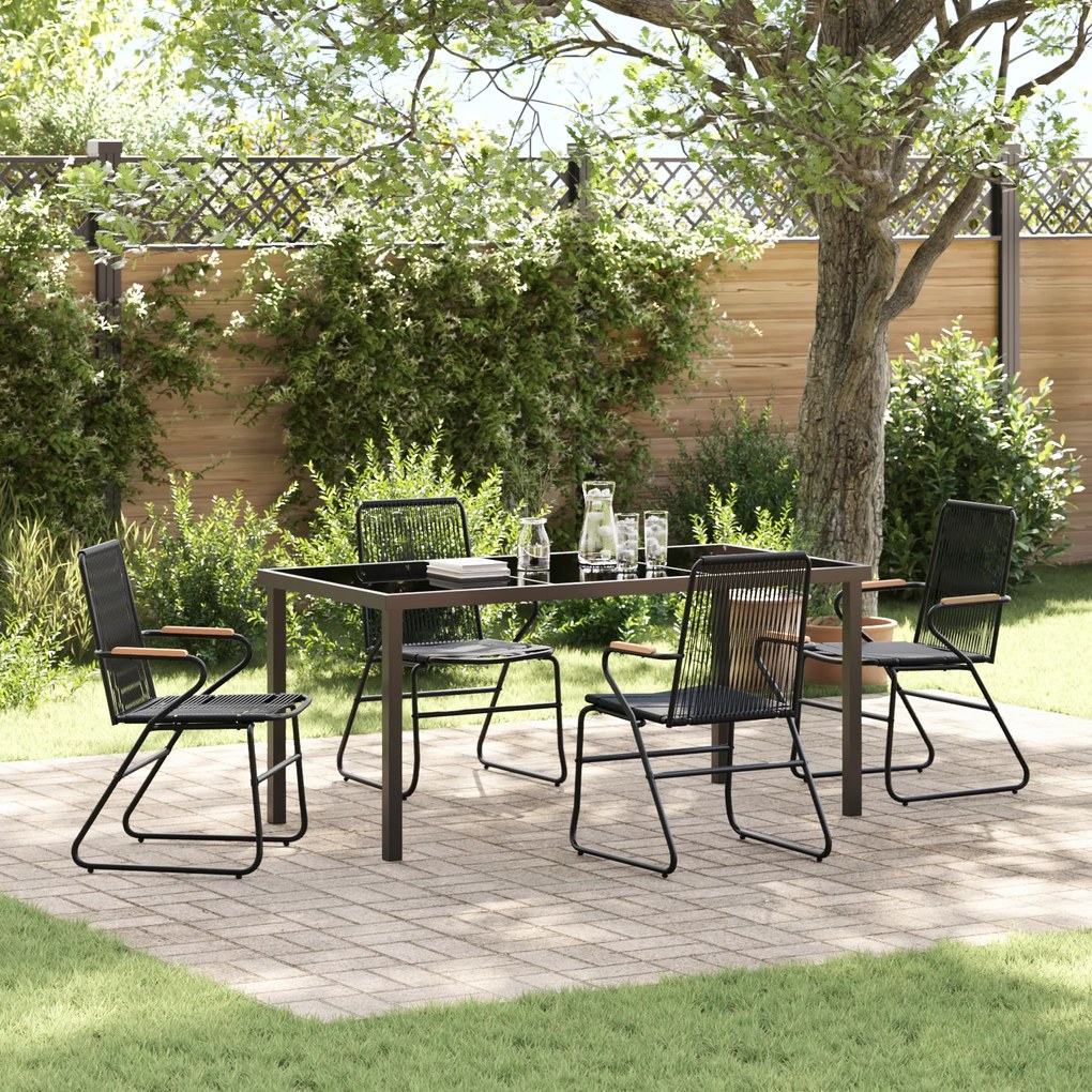 vidaXL Conjunto de Jantar de Jardim de 5 Peças Preto Rattan PVC