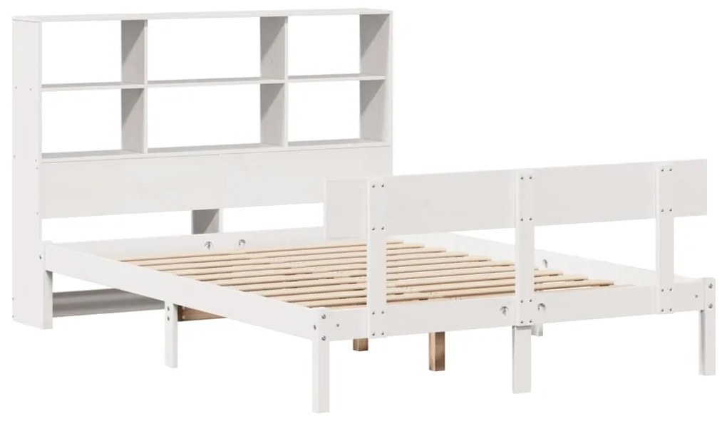 Cama com estante sem colchão 150x200 cm pinho maciço branco