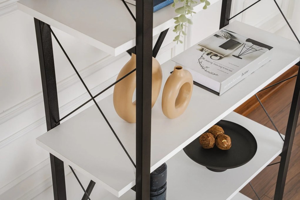 Estante Elysian – Branco e Preto – 90x180x33,5 cm