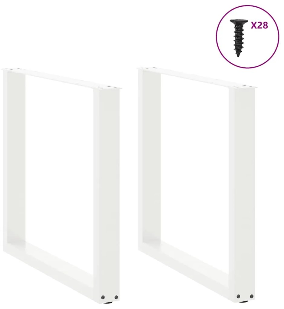 Pés de mesa de jantar em forma de U, 2 peças, branco, 80x (72-73) cm,
