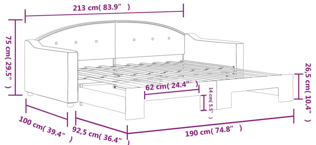 Sofá-cama com gavetão 90x190 cm tecido preto