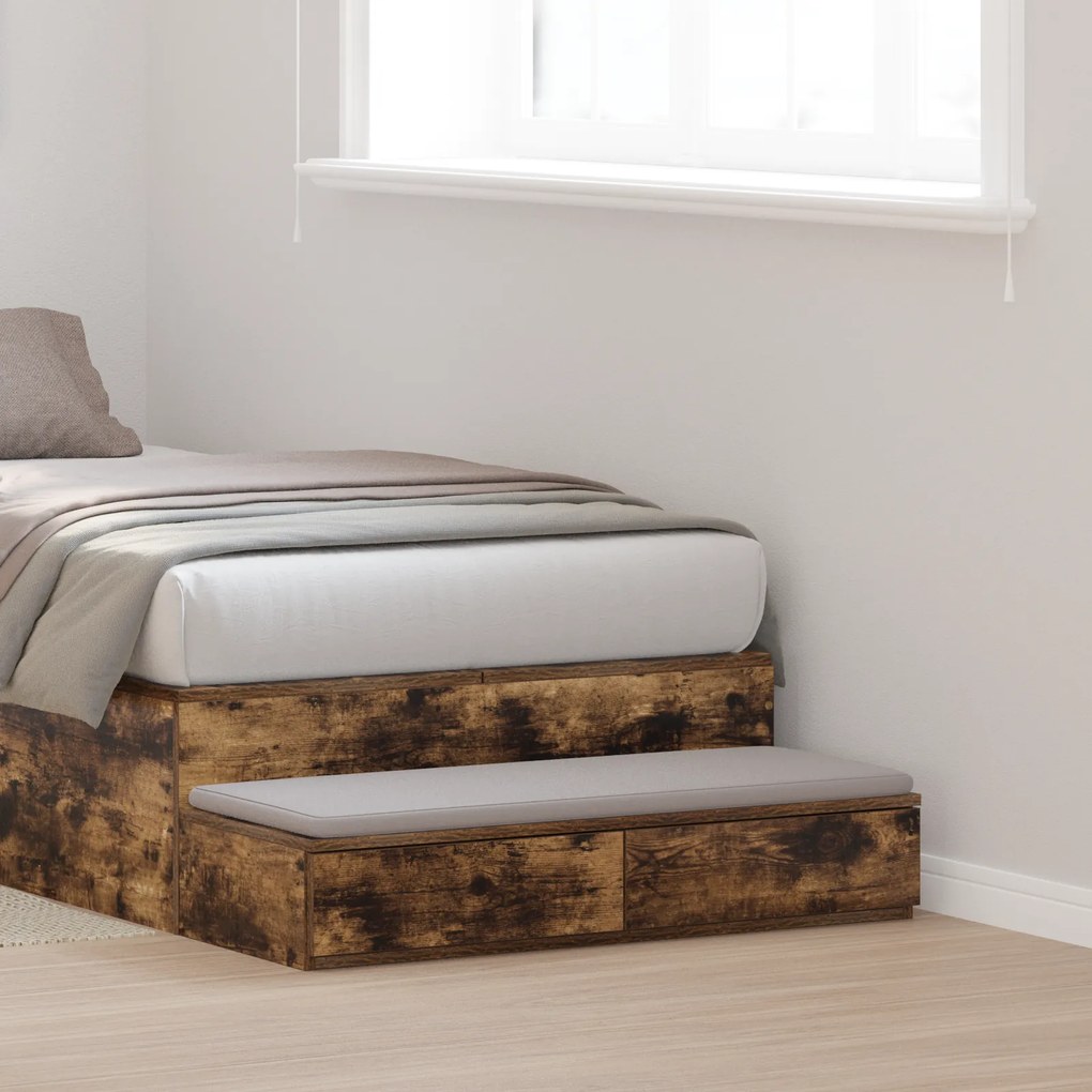 Gavetas de Cama vidaXL Carvalho Fumado 100x36,5x16,5 cm Madeira de Engenharia