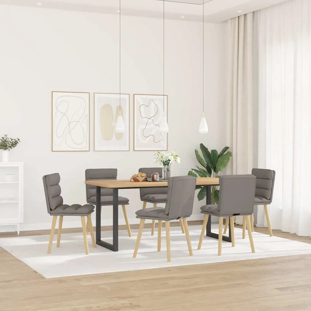 vidaXL Cadeiras de jantar 6 pcs tecido cinzento-acastanhado