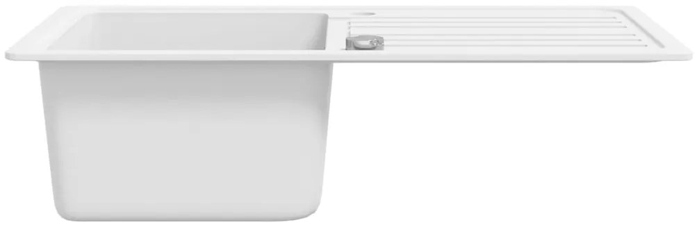 Pia de cozinha de granito com escorredor reversível, creme-branco