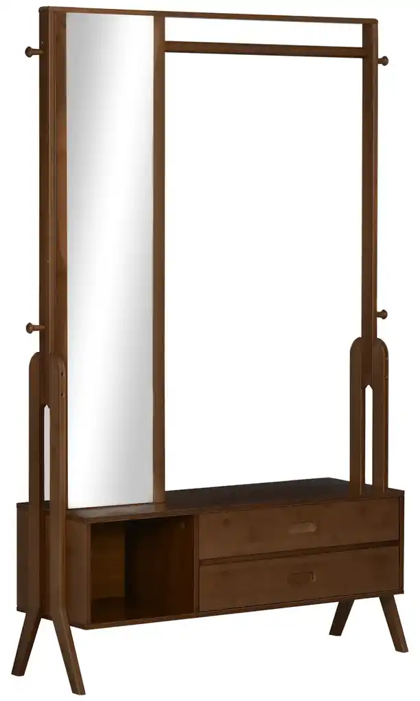 Homcom Conjunto de Móveis de Entrada 3 em 1 com Sapateira com Espelho e  Cabide com 4 Ganchos para Pendurar Ropa para Corredor 80x27x46,5 cm Branco
