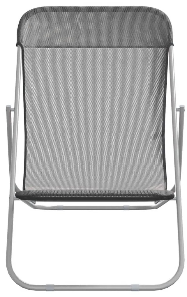 Cadeiras praia dobráveis 2pcs textilene/aço revestido pó cinza