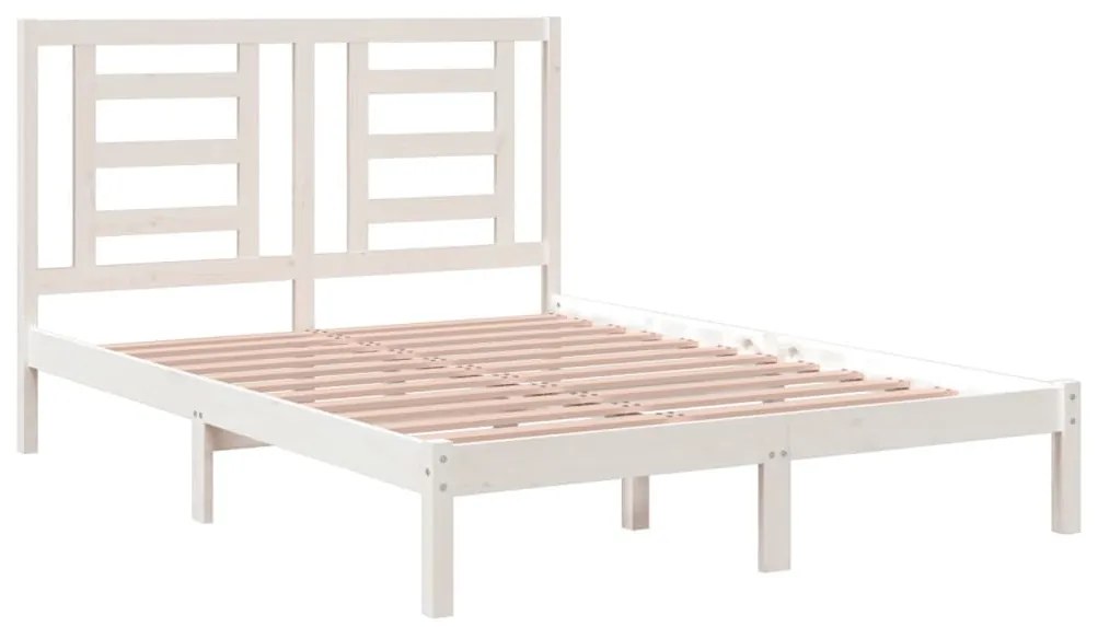 Cama sem colchão 140x190 cm madeira de pinho maciça branco