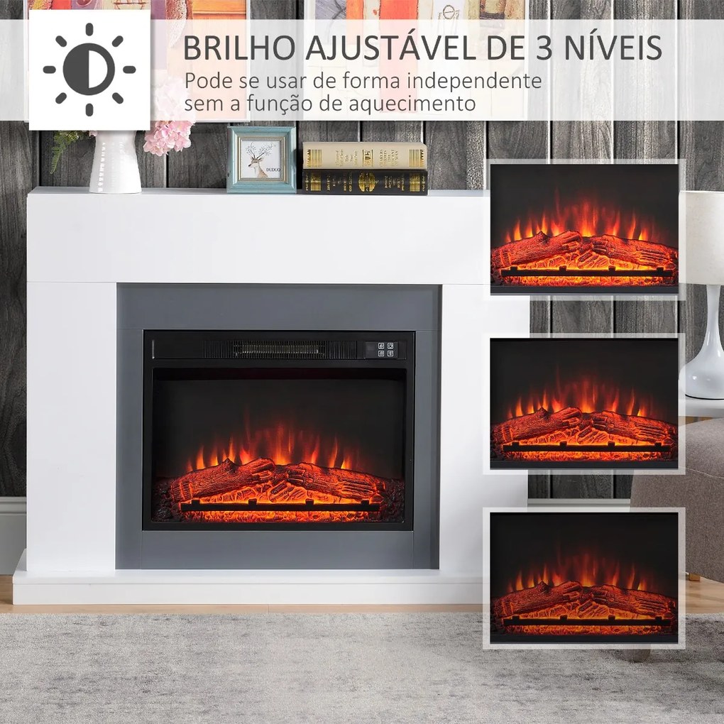 Lareira Elétrica 1800-2000W com Controle Remoto Chama Ajustável Termostato Temporizador Semanal e Proteção contra Superaquecimento 113x26,6x87,5cm Bra