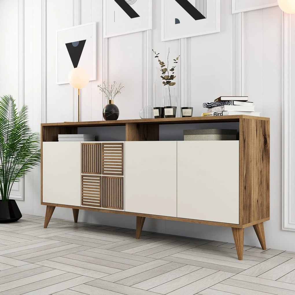 Console Milan – Walnut/Cream – 160 cm x 78 cm x 35 cm