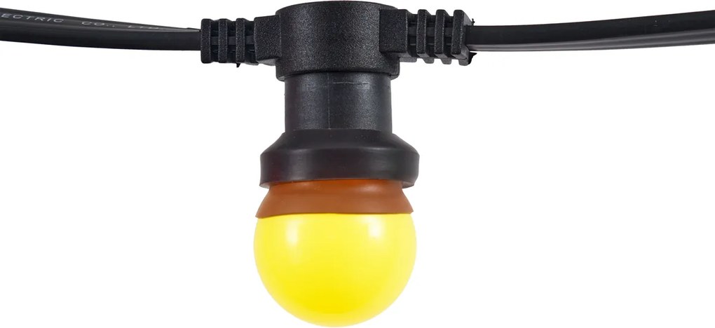 Fio de luz conectável preto com ficha, 14m, incl. 30 lâmpadas E27, IP64 - Lubber