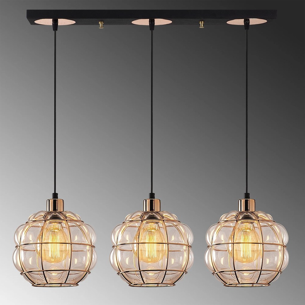 Candeeiro Suspenso Safderun – Cobre – Diâmetro 73 cm, Altura 111 cm