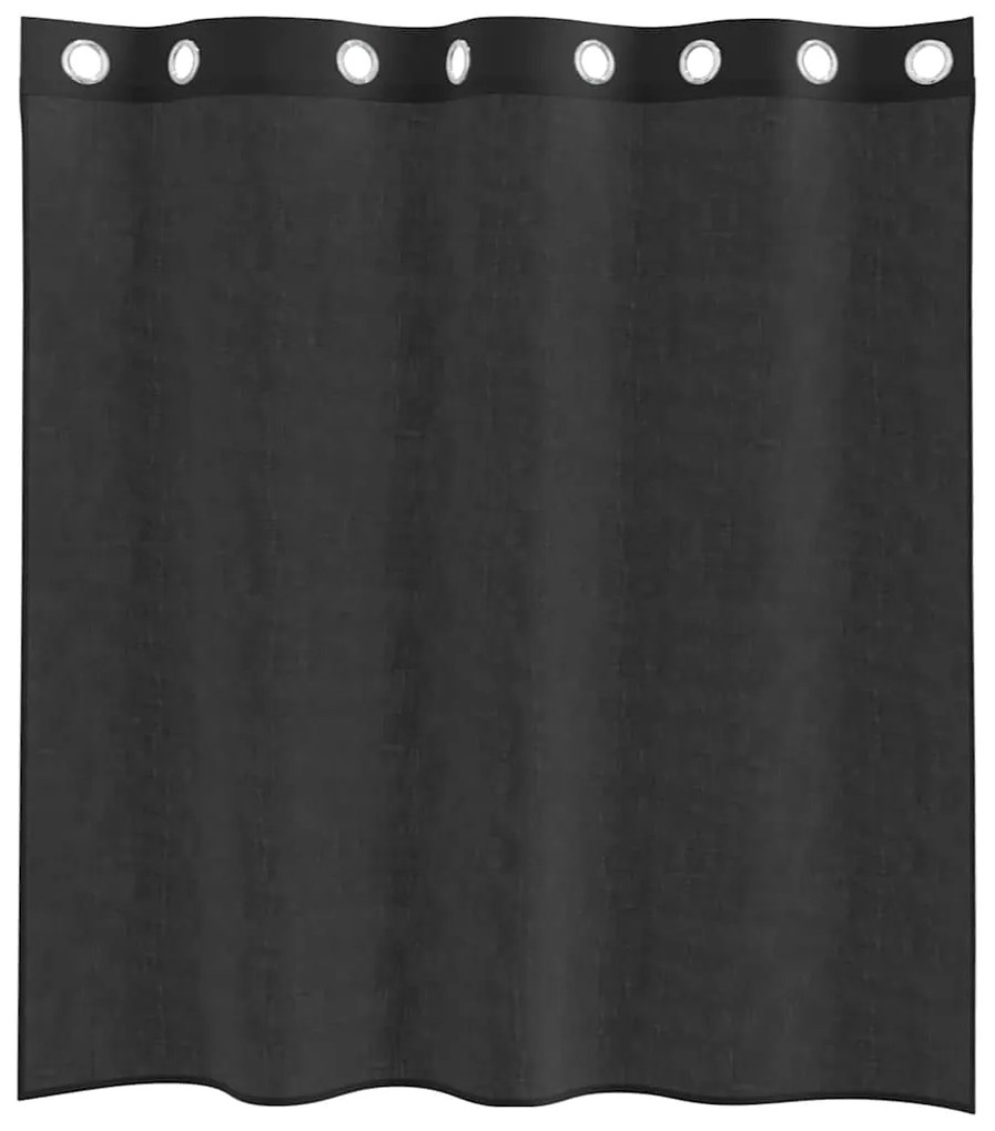 Cortinas de voile com ilhós 2 pcs preto 140x140 cm