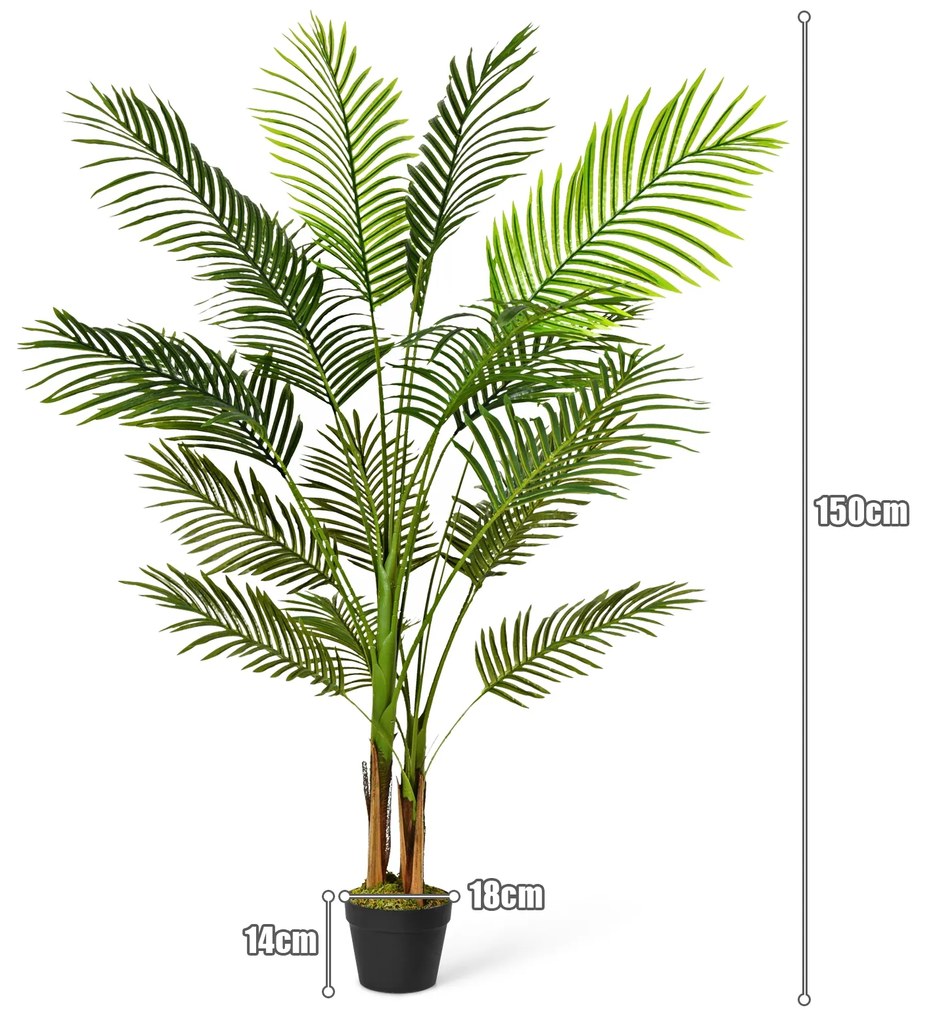 Planta Artificial 1,5 m Palmeira Fenix Falsa Artificial com Pote para Decoração de Escritório Presente Verde para Sala de Estar