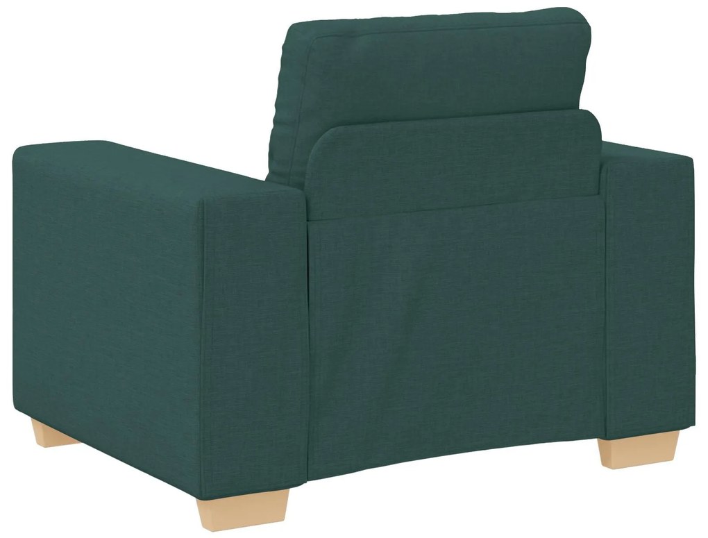 Conjunto de Sofá de 3 Peças com Almofadas - Tecido Verde Escuro